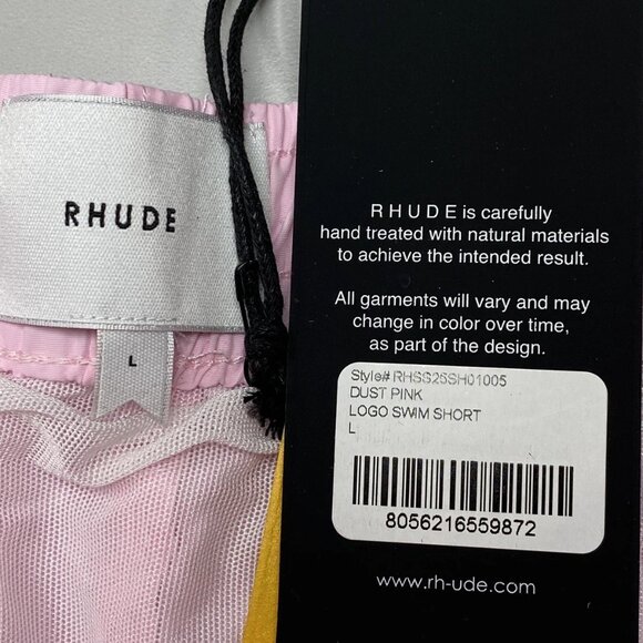 Rhude Men’s Embroidered Logo Swim Shorts Size L Dust Pink - Picture 5 of 8
